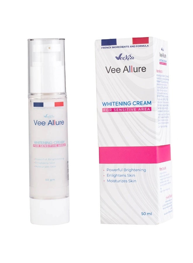 Veexia Vee Allure Whitening Cream for sensitive areas | for men & women | French formula with Sepiwhite™, Sepicalm™, Niacinamide, & Vitamin C  | All skin types | 50 gm - Image 1
