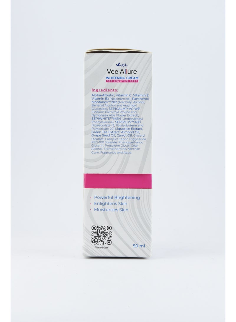 Veexia Vee Allure Whitening Cream for sensitive areas | for men & women | French formula with Sepiwhite™, Sepicalm™, Niacinamide, & Vitamin C  | All skin types | 50 gm - Image 4