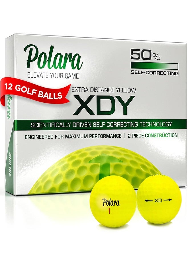 Polara Golf XD Yellow Extra Distance Balls, Reduces Hooks and Slices, Pack of 12 - Image 1