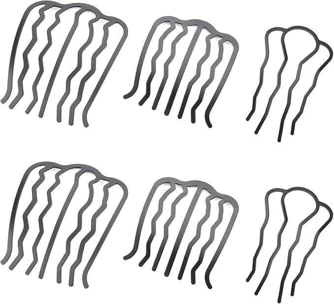 WLLHYF 6 PCS Hair Fork Clip Hair Side Combs U Shaped Messy Updo Bun Hair Pin Teeth Pins Stick Vintage Meatball Hair Styling Tool Accessories for Women Girls