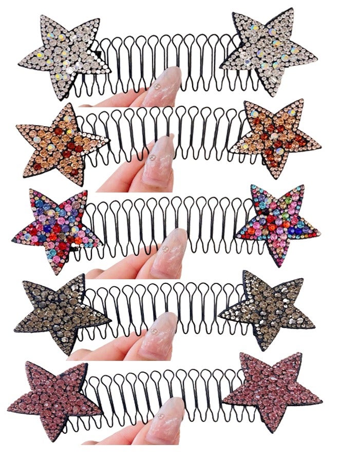 ZCM-HAPPY Multicolour Rhinestone Hair Comb Hair Piece Star Shape Hair Comb For Women And Girls - Image 1