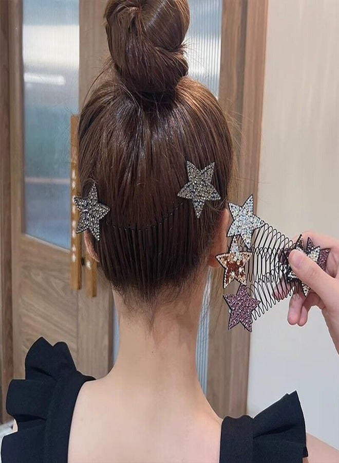 ZCM-HAPPY Multicolour Rhinestone Hair Comb Hair Piece Star Shape Hair Comb For Women And Girls - Image 5