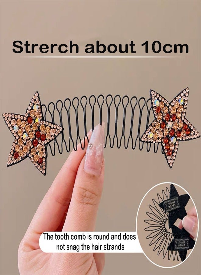 ZCM-HAPPY Multicolour Rhinestone Hair Comb Hair Piece Star Shape Hair Comb For Women And Girls - Image 2