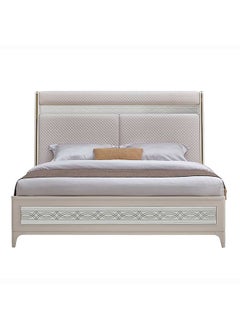 DANUBE HOME Portnoy King Bed Strong and Sturdy Modern Design Wooden Double Bed Furniture Quiet And Comfortable Bed Frame L222xW204xH144.5 Cm Ivory  - Image 2
