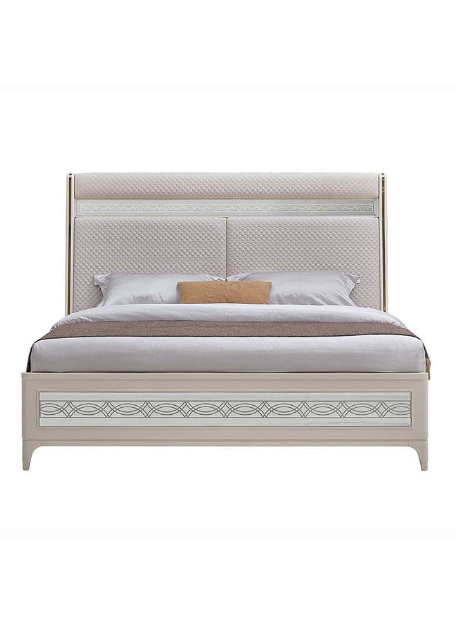 DANUBE HOME Portnoy King Bed Strong and Sturdy Modern Design Wooden Double Bed Furniture Quiet And Comfortable Bed Frame L222xW204xH144.5 Cm Ivory  - Image 2