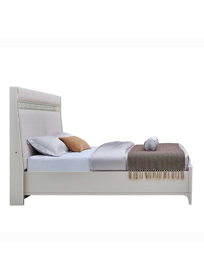 DANUBE HOME Portnoy King Bed Strong and Sturdy Modern Design Wooden Double Bed Furniture Quiet And Comfortable Bed Frame L222xW204xH144.5 Cm Ivory  - Image 3