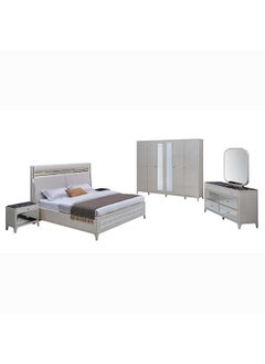 DANUBE HOME Portnoy King Bed Strong and Sturdy Modern Design Wooden Double Bed Furniture Quiet And Comfortable Bed Frame L222xW204xH144.5 Cm Ivory  - Image 4