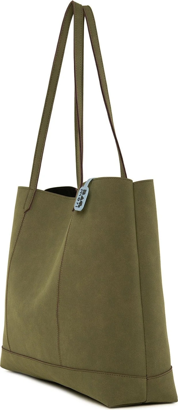 باجموري Khaki Double Stitched Thin Strap Large Nubuck Bag