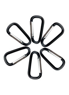ماركة غير محددة Carabiner Clip Keychain D Ring - 3 بوصات من الألومنيوم Caribiner 6 Pack - مشابك مفاتيح بخطاف زنبركي صغير للحزام، زجاجة مياه، حقيبة الظهر، العلم، جلد الكلب (شكل D مستدير أسود)  - Image 1