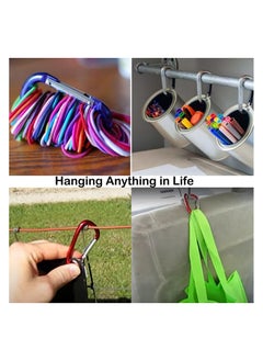 ماركة غير محددة Carabiner Clip Keychain D Ring - 3 بوصات من الألومنيوم Caribiner 6 Pack - مشابك مفاتيح بخطاف زنبركي صغير للحزام، زجاجة مياه، حقيبة الظهر، العلم، جلد الكلب (شكل D مستدير أسود)  - Image 3