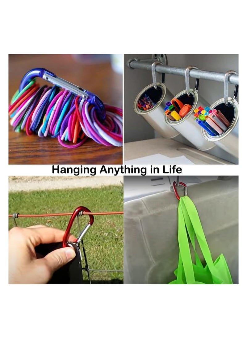 Generic Carabiner Clip Keychain D Ring - 3 inches Aluminum Caribiner 6 Pack - Small Spring Snap Hook Key Clips for Belt ,Water Bottle,Backpack,Flag,Dog Lesh(D Shape Round Black)  - Image 3