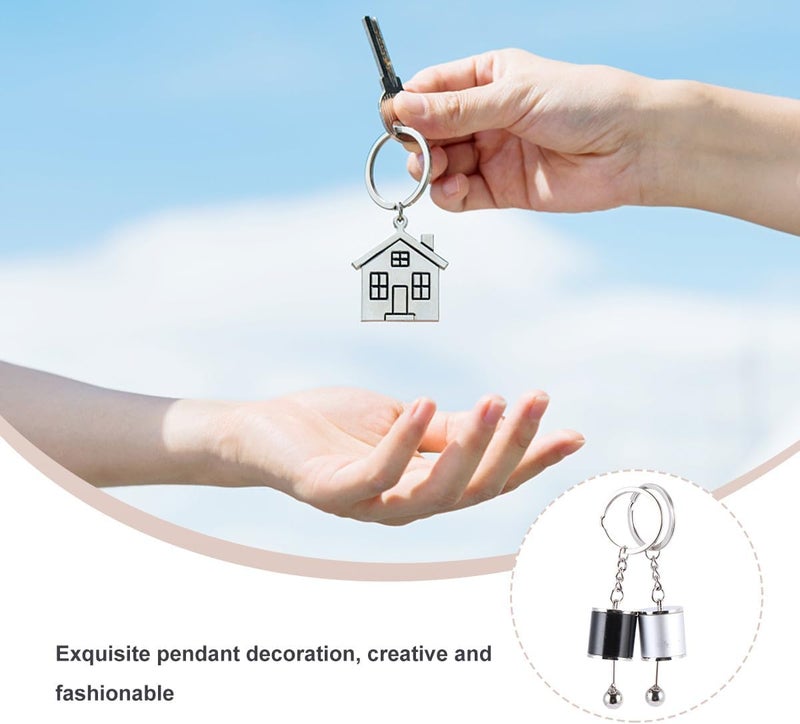 2pcs Metal Manual Transmission Gear Keychain Set Black and Silver Auto Model Shifter Pendant for Car Enthusiasts and Drivers - Image 2