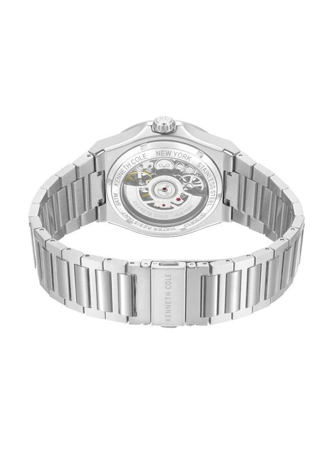 Kenneth Cole New York Verrazzano Men's 43.5mm Automatic Watch with Silver Dial & Stainless Steel Bracelet