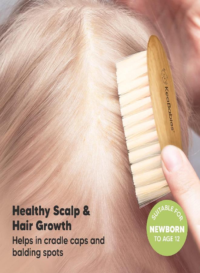 KeaBabies Baby Hair Brush and Baby Comb Set - Wooden Baby Brush with Soft Goat Bristle - Toddler Hair Brush Baby Brush and Comb Set - Baby Brush Set for Newborns - Infant Hair Brush, Cradle Cap (Oval, Walnut) - Image 3