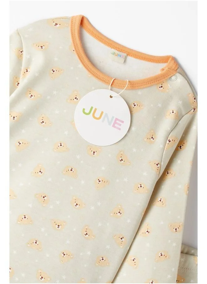 JUNE June Baby Teddy Bear Patterned Pajama Set Light Green
