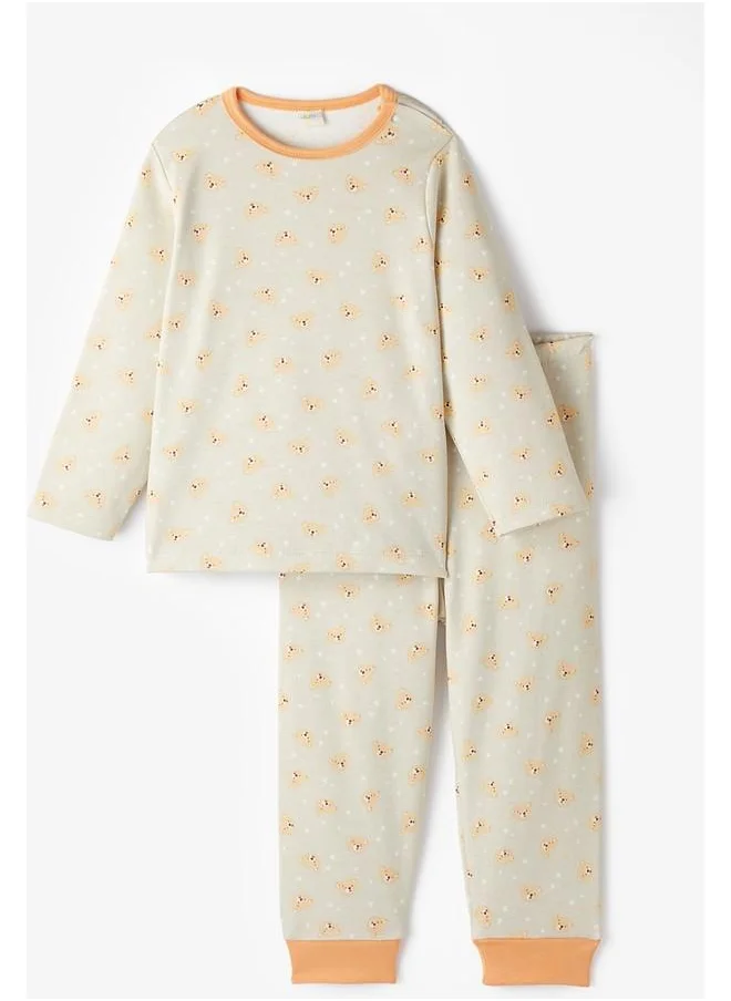JUNE June Baby Teddy Bear Patterned Pajama Set Light Green