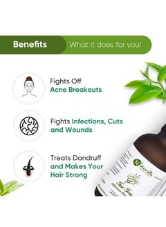 نيتشوراليس زيت شجرة الشاي العطري من Essence Of Nature لعلاج حب الشباب والبثور والندبات والبشرة والوجه والعناية بالشعر ومضاد للقشرة - 120 مل  - Image 4