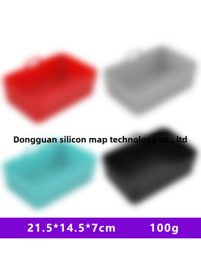 Cross-border Silicone Baking Pan Round Air Fryer Baking Pan Mat Food Grade Household 8-inch Baking Oven Special Lining-Specifications:100g-rectangular-Color:Black  - Image 1