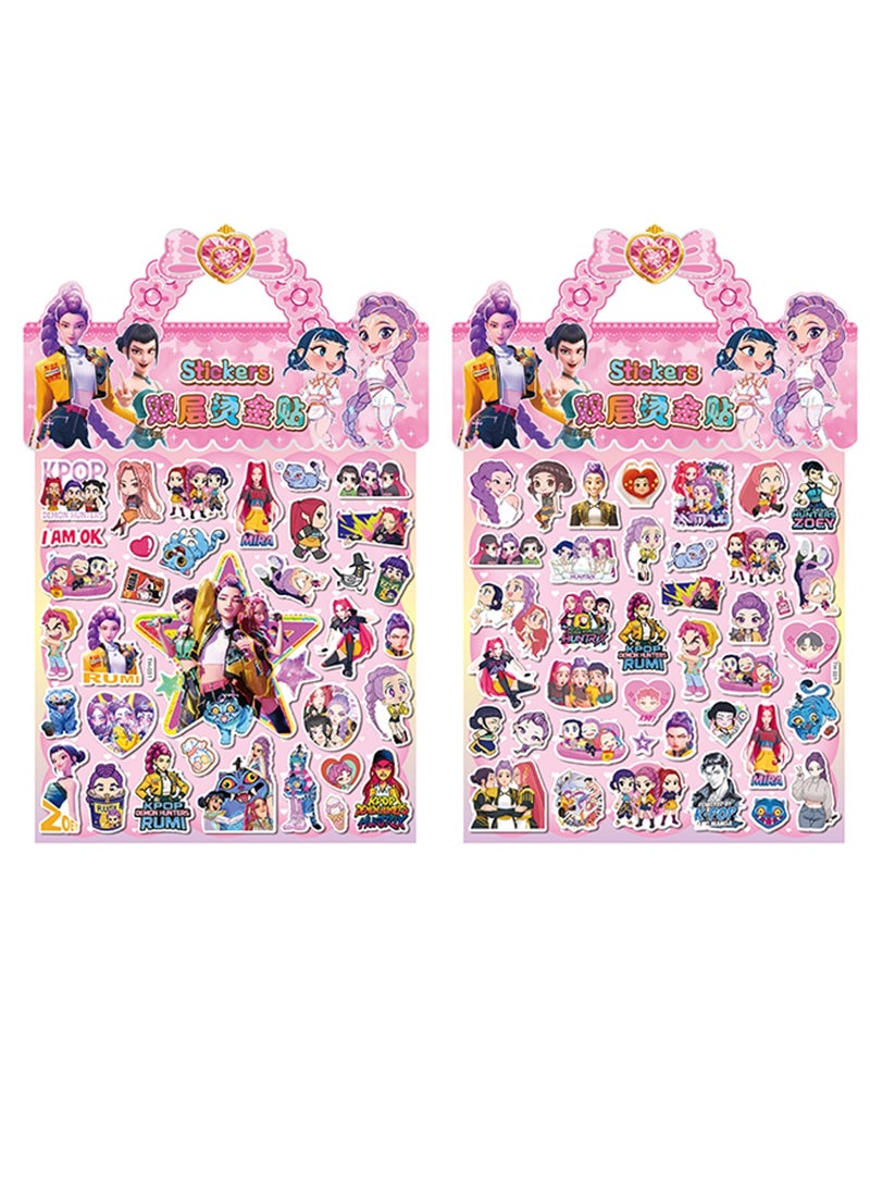 general Pop Demon Hunters Sticker Sheets Kpop Cartoon Stickers Pack Waterproof Vinyl Laptop Bottle Phone Stickers for Teens Kids Scrapbook Luggage Guitar Helmet Decorative Decals - Image 1