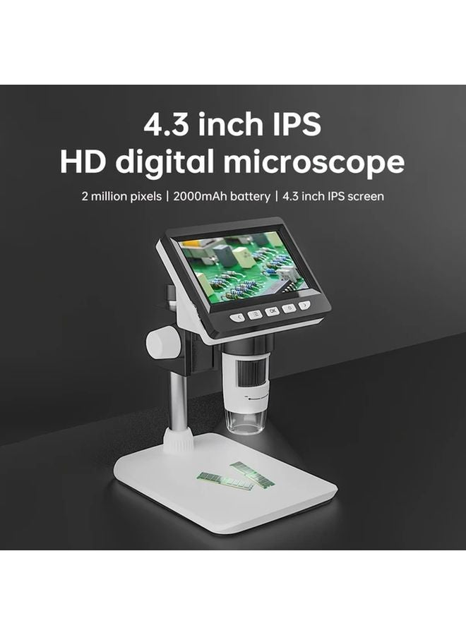 White HD Digital Microscope 1080P 1000X Magnification 8LED USB Rechargeable - Image 1