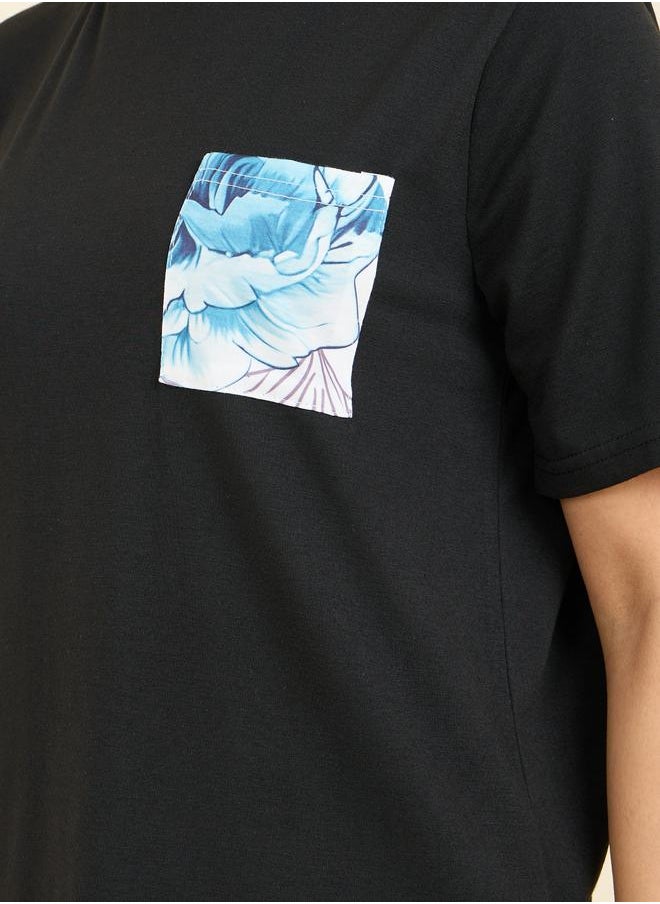 Styli - Sketch Floral Print Pocket Detail T-shirt and Pyjama Set - Image 1