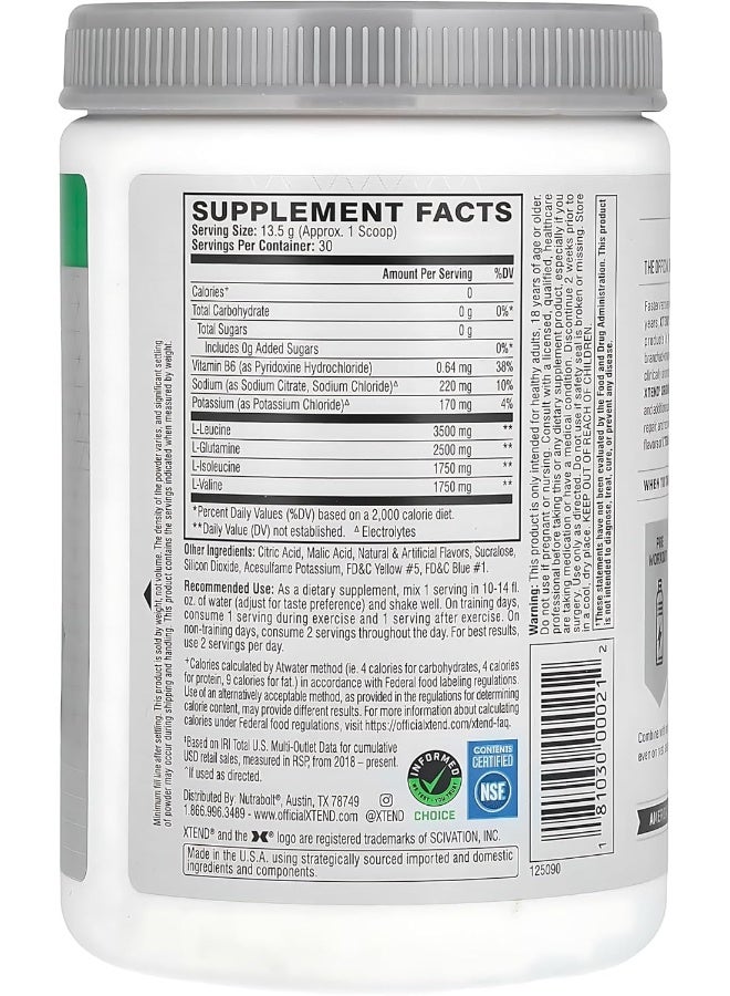 XTEND Original BCAA Powder Lemon Lime Squeeze - ZERO CALORIE, ZERO CARB, ZERO SUGAR - Post Workout Muscle Recovery Drink with Amino Acids - 7g BCAAs for Men & Women - 30 Servings (Packaging May Vary) - Image 3