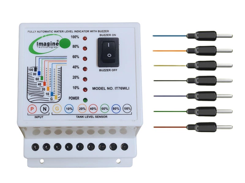 Imagine Technologies Water Level Indicator with Alarm on Tank Full with 7 Sensors (White, IT76WLI) (WITHOUT WIRE) - Image 1