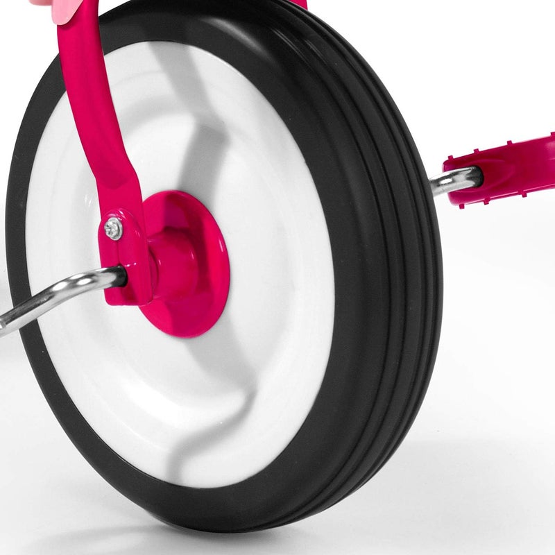 Radio Flyer 415PS دراجة ثلاثية العجلات للأطفال قابلة للتعديل ومجمعة جاهزة للمبتدئين مع إطار فولاذي وقابلة للطي مع حاوية تخزين واسعة وخيوط مقبض، وردي - Image 5