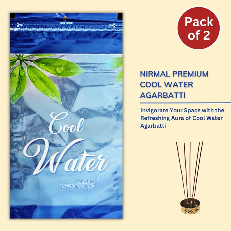 Nirmal Premium Cool Water Agarbatti Zipper for Puja and Meditation | Exclusive Pack of 4 Zipper Pouch | Fragnance - Cool Water| 110gms ×4 = 440gms| Pack of 4 - Image 3