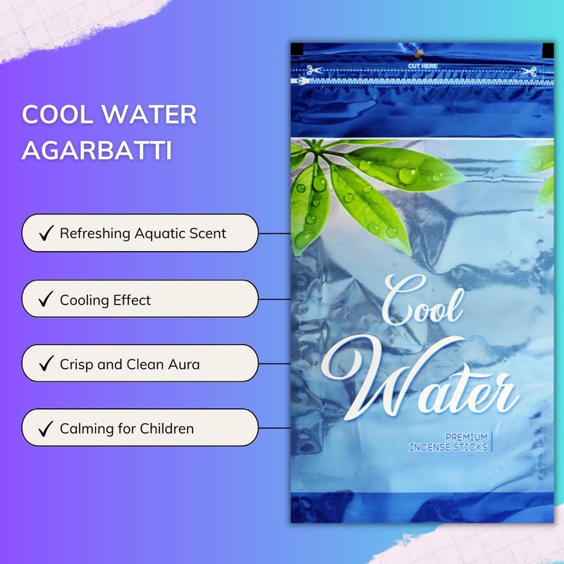 Nirmal Premium Cool Water Agarbatti Zipper for Puja and Meditation | Exclusive Pack of 4 Zipper Pouch | Fragnance - Cool Water| 110gms ×4 = 440gms| Pack of 4 - Image 4