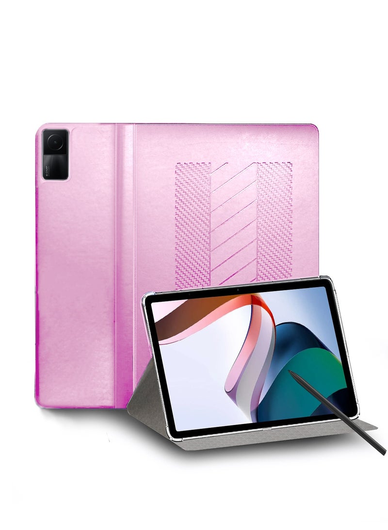 Wtech Classic PU Leather Trifold Stand Flip Case Cover For Xiaomi Redmi Pad 10.61 Inch 2022 Light Pink - Image 1
