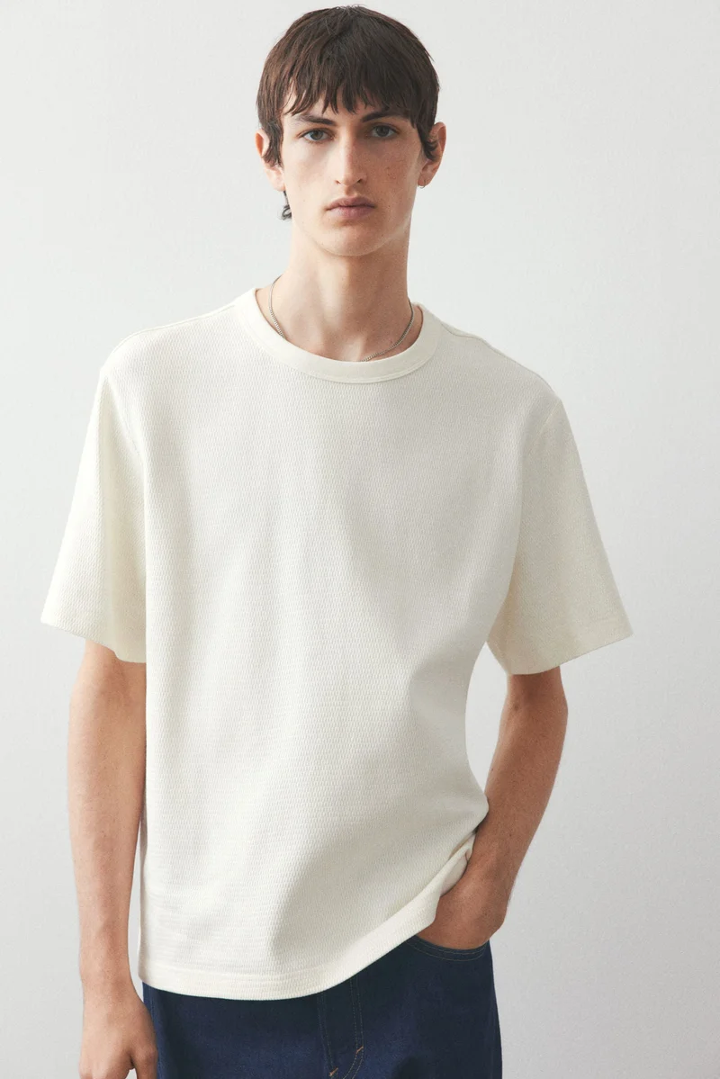 H&M Regular Fit Waffled T-shirt