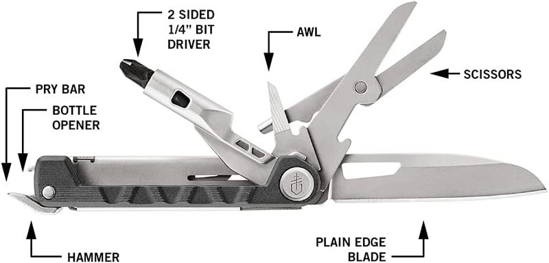 Gerber سلاح ذراع الجير 8 في 1 سكين جيب EDC متعددة الاستخدامات مع مفك، شفرة 2.5 بوصة، أونيكس - Image 2