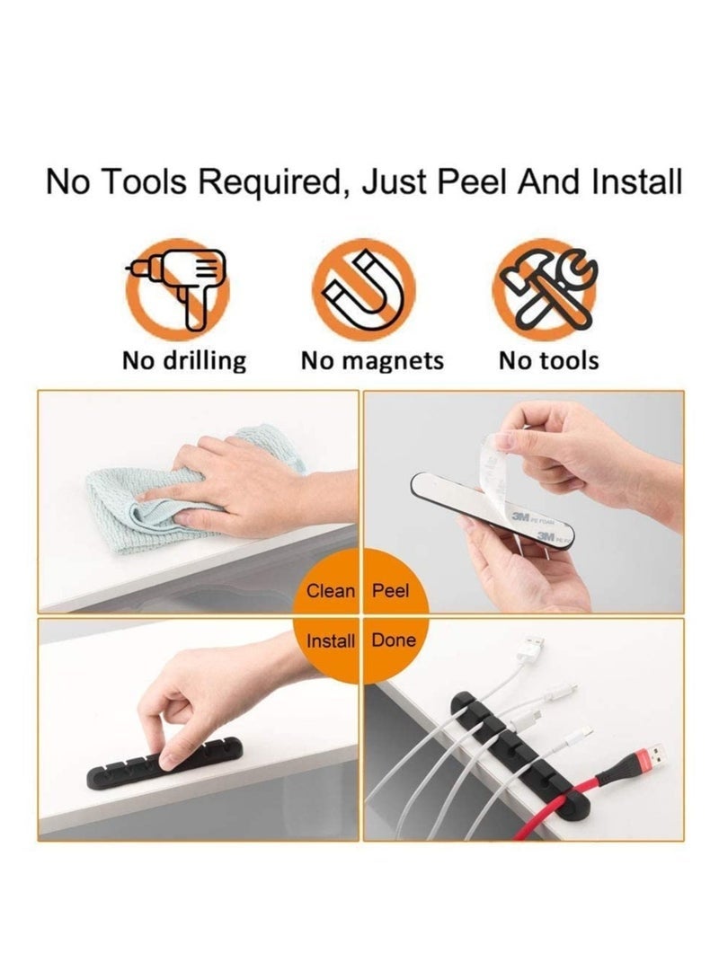 Nova future Cable Organizer Clips Cord Holder, 5 Pack Self Adhesive Cable Management for USB Cable/Power Cord/Wire, Car and Desk, Home and Office (7-5-3-1-1 Slots), Black - Image 5