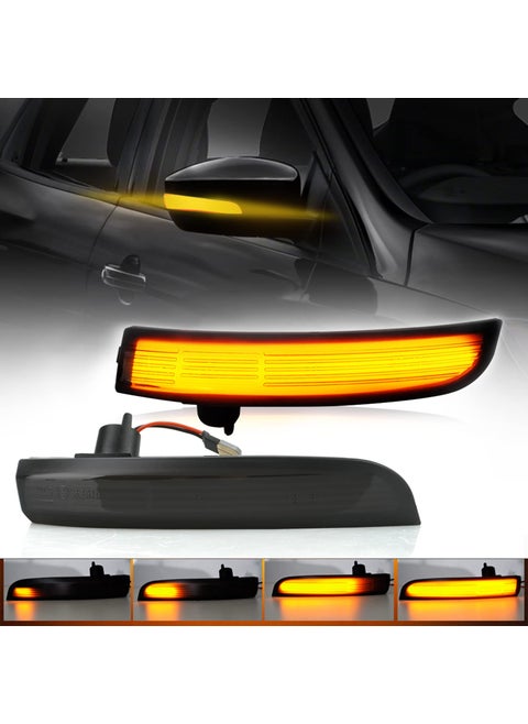 D-Lumina Smoked Lens Side Mirror Marker Light Sequential Amber Compatible with 2013-2018 Fo-rd Kuga Escape Ecosports, 2012-2018 Focus ST RS, 2013-2017 C-Max, Side Marker Blinker Turn Signal Light