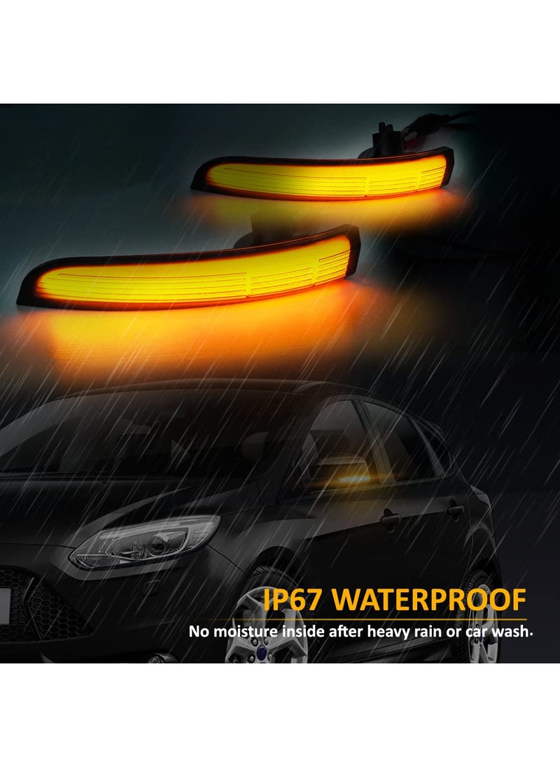D-Lumina Smoked Lens Side Mirror Marker Light Sequential Amber Compatible with 2013-2018 Fo-rd Kuga Escape Ecosports, 2012-2018 Focus ST RS, 2013-2017 C-Max, Side Marker Blinker Turn Signal Light