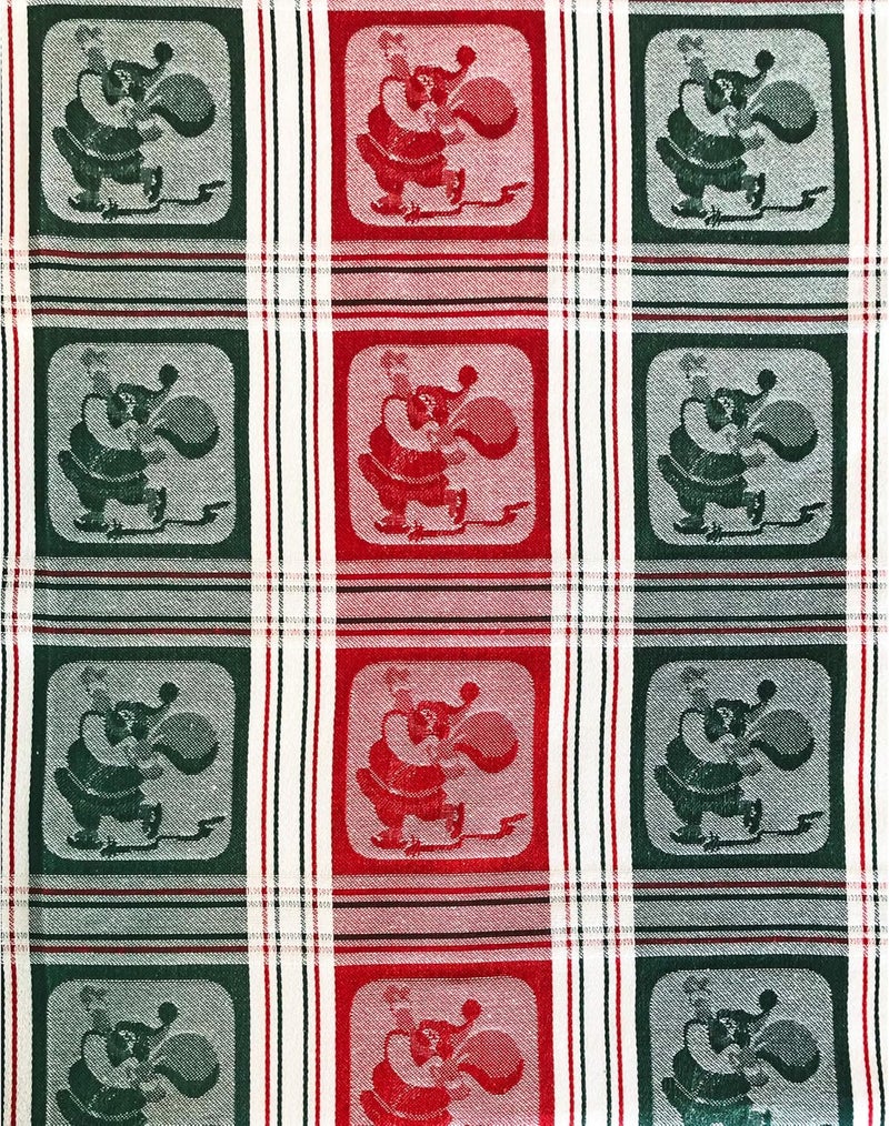 Lintex Whimsical Skating Santa Christmas Cotton Fabric Placemats  Santa Claus Jacquard 100 Cotton Weave Kitchen and Dining Room Placemats Set of 4 Placemats - Image 3