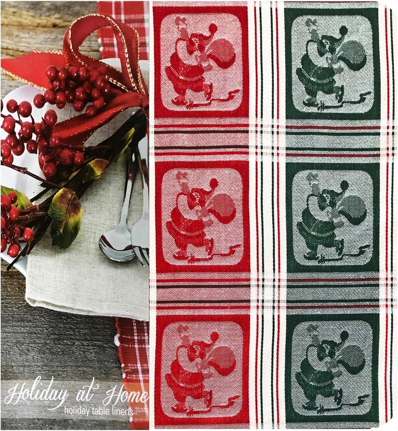 Lintex Whimsical Skating Santa Christmas Cotton Fabric Placemats  Santa Claus Jacquard 100 Cotton Weave Kitchen and Dining Room Placemats Set of 4 Placemats - Image 2