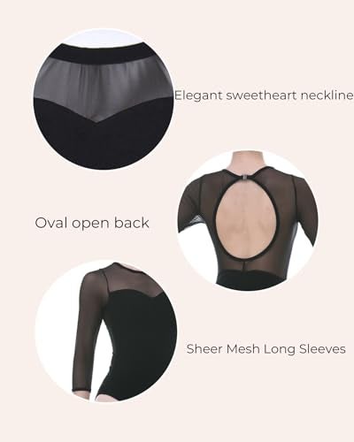 Dance Favourite ¾ Mesh Sleeve Deep V with Open Back O Shape Gymnastics Girls and Women Leotards 01D0205 (M) - Image 3