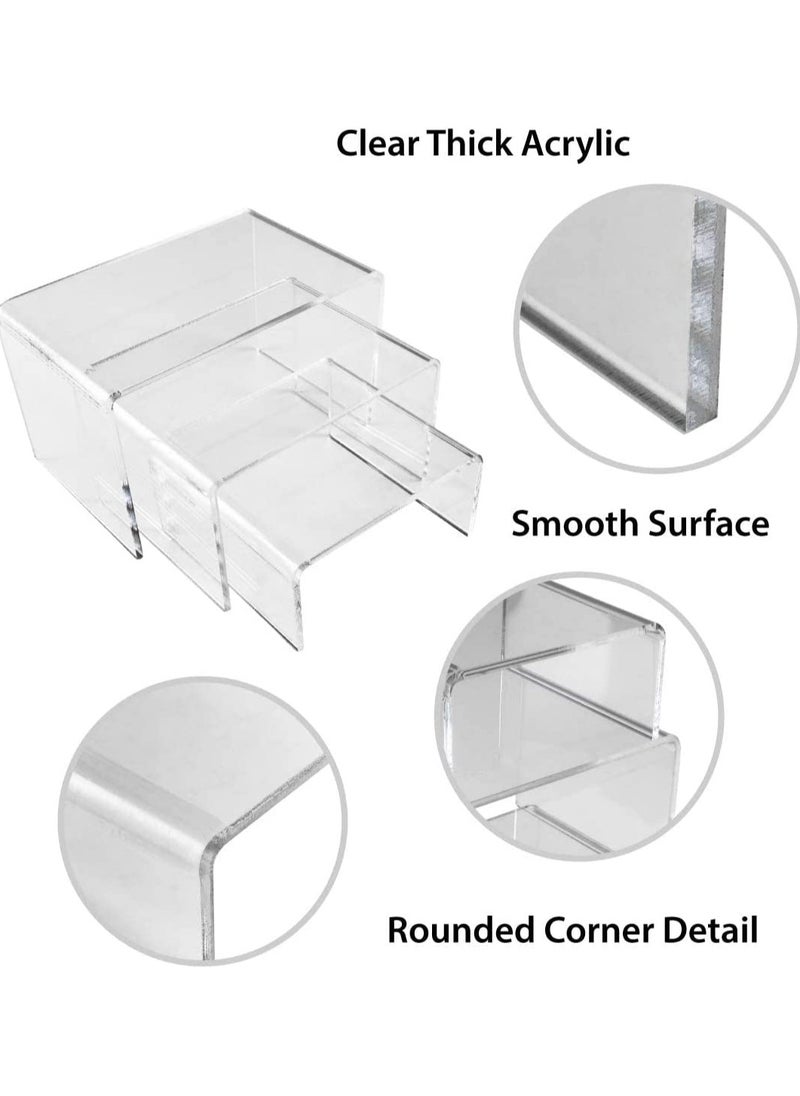 Creative Planet Creative Planet Clear Acrylic Display Riser Heavy Duty for Figurines, Pastry, Cake, Dessert. Table Decorations. Square - 3", 4", 5" (Set of 2)  - Image 2