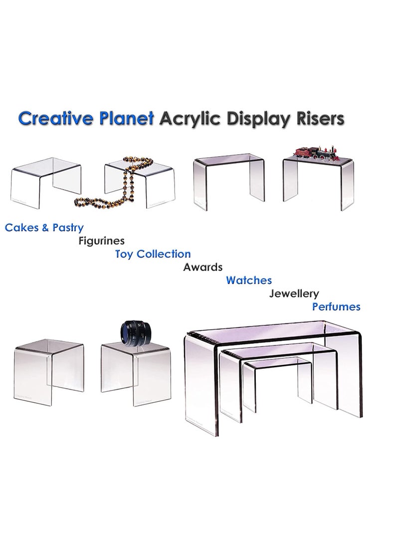 Creative Planet Creative Planet Clear Acrylic Display Riser Heavy Duty for Figurines, Pastry, Cake, Dessert. Table Decorations. Square - 3", 4", 5" (Set of 2)  - Image 4