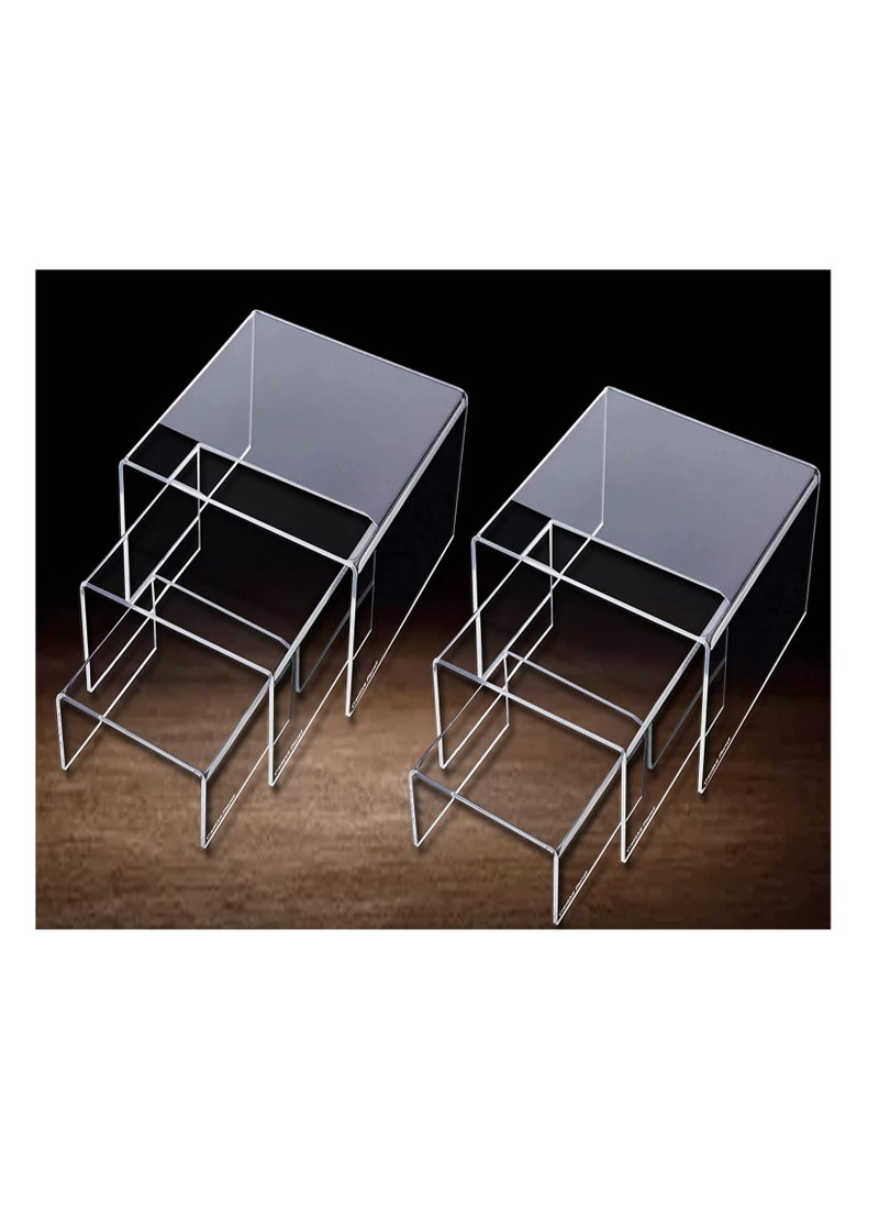 Creative Planet Creative Planet Clear Acrylic Display Riser Heavy Duty for Figurines, Pastry, Cake, Dessert. Table Decorations. Square - 3", 4", 5" (Set of 2)  - Image 1
