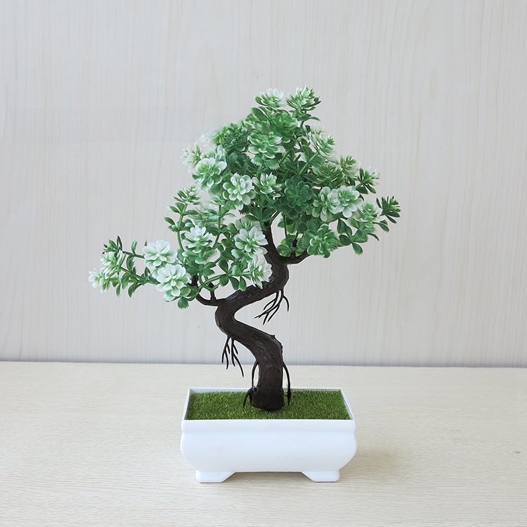 Generic Artificial Potted Plant Green Lush Decor Lucky Strike white and green 