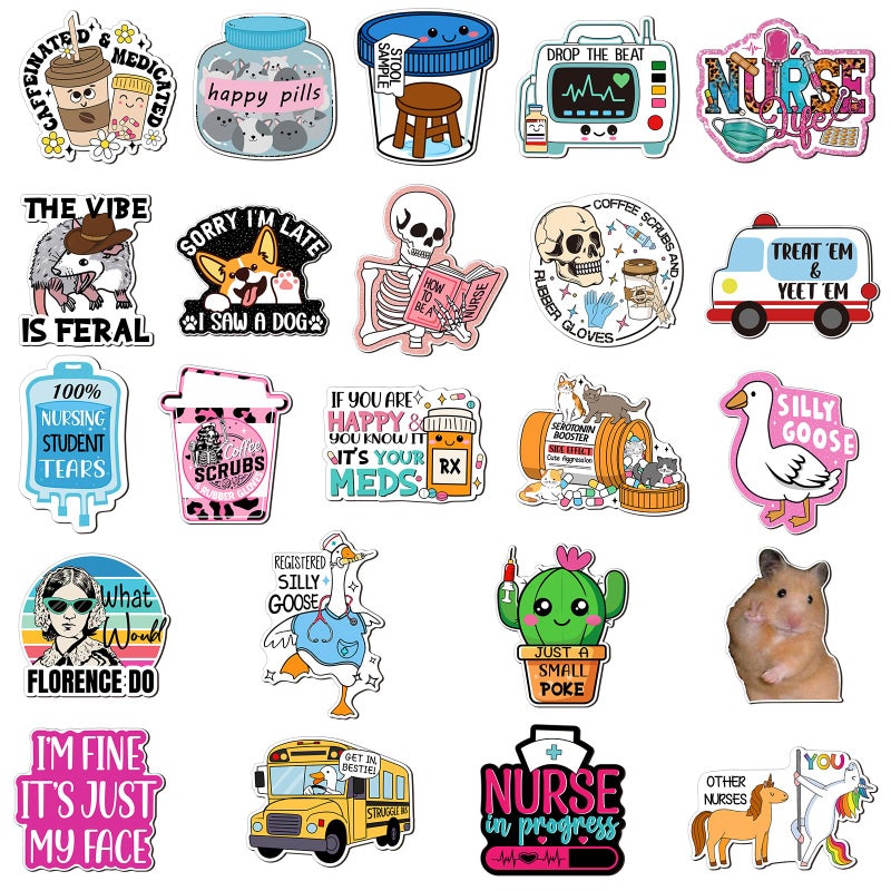 Saysurey 25 Pcs Funny Nursing Magnets for Locker Whiteboard Reusable Medical Themed Magnets Decal Fun Cool Magnetic Nurse Week Gifts for Nurses Fridge Refrigerator Office (Medical Style) - Image 1