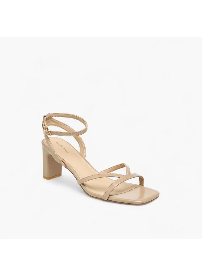 فلورا بيلا من شو إكسبرس Women Ankle Strap Sandals with Block Heels and Buckle Closure