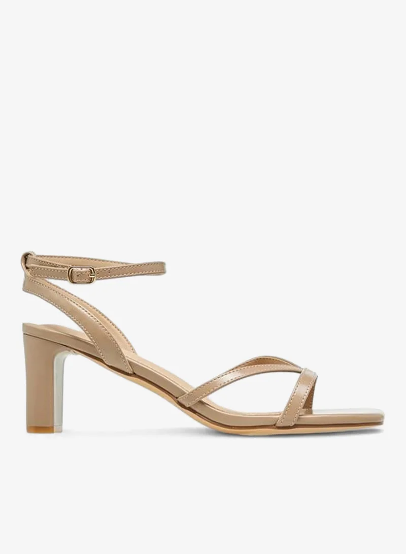 Flora Bella By Shoexpress Women Ankle Strap Sandals with Block Heels and Buckle Closure