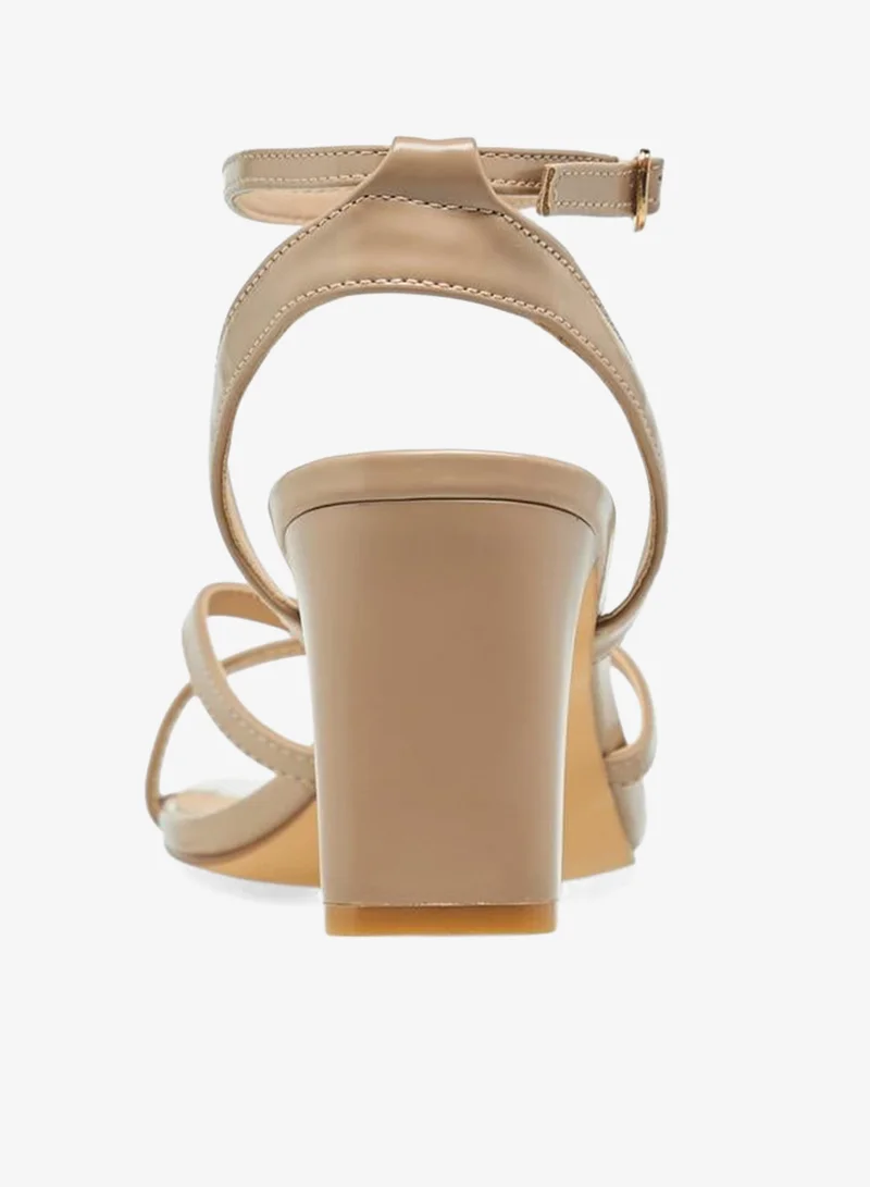 Flora Bella By Shoexpress Women Ankle Strap Sandals with Block Heels and Buckle Closure