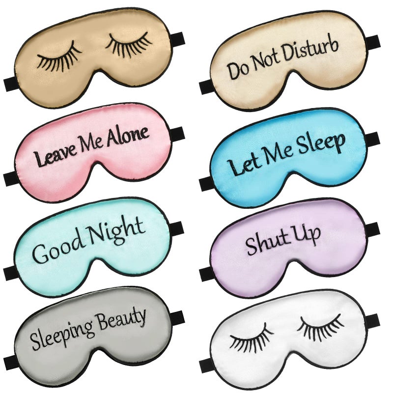 8 Pieces Sleep Mask Silk Eye Mask with Adjustable Strap Soft Blackout Blindfold Eye Cover for Women Men Full Nights Sleep Travel Nap MeditationElegant Colors