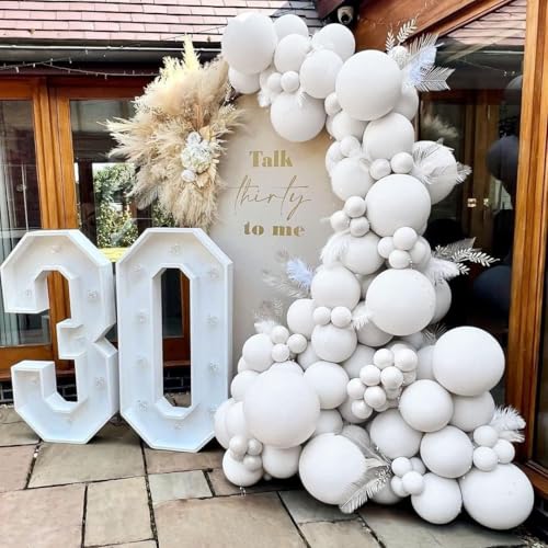 Pinbra Double Stuffed White Balloon Garland Pastel White Balloons Different Sizes 18125 Inch Matte Latex Arch for Birthday Baby Shower Bridal Shower Wedding Easter Party Decorations - Image 1