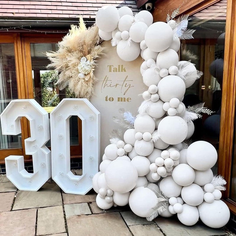 Pinbra Double Stuffed White Balloon Garland Pastel White Balloons Different Sizes 18125 Inch Matte Latex Arch for Birthday Baby Shower Bridal Shower Wedding Easter Party Decorations - Image 2